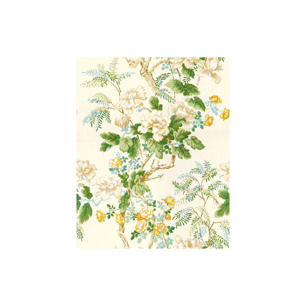 Chinese Peony Gold by Lee Jofa Designer Fabric VERDMONT COLLECTION LINEN - 100% Thailand MEDIUM Horizontal: 26.25 and Vertical: 32.5 53 - Swanky Fabrics -