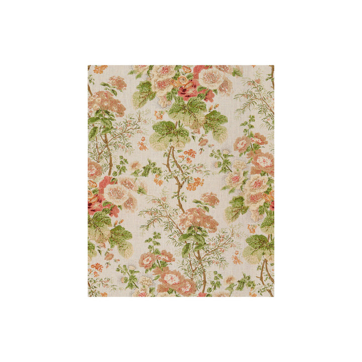 Hollyhock Hdb Coral/Apple by Lee Jofa Designer Fabric LINEN - 100% Thailand Horizontal: 49 and Vertical: 40.25 49 - Swanky Fabrics -
