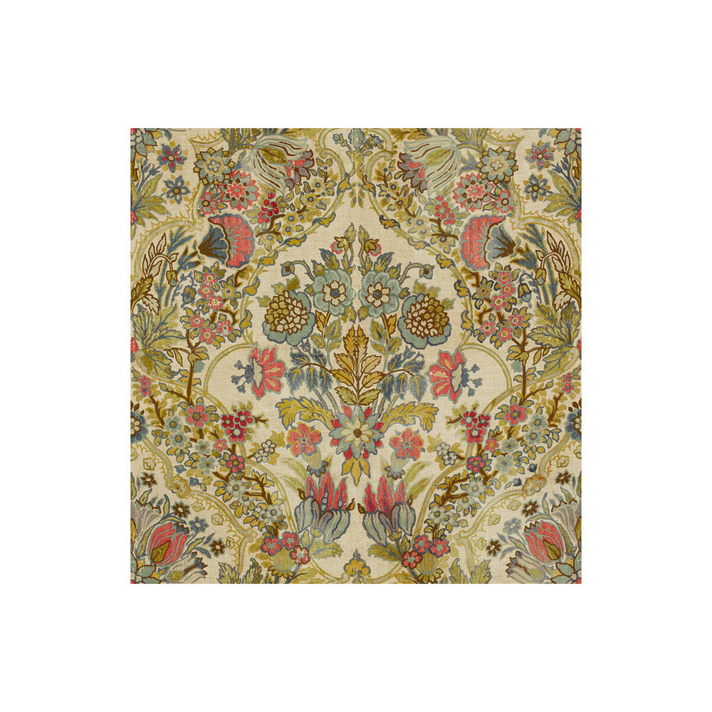 Tetbury Rose/Aqua by Lee Jofa Designer Fabric ROYAL OAK ANNIVERSARY LINEN - 100% Italy - Horizontal: 26.75 and Vertical: 27.5 55 - Swanky Fabrics -