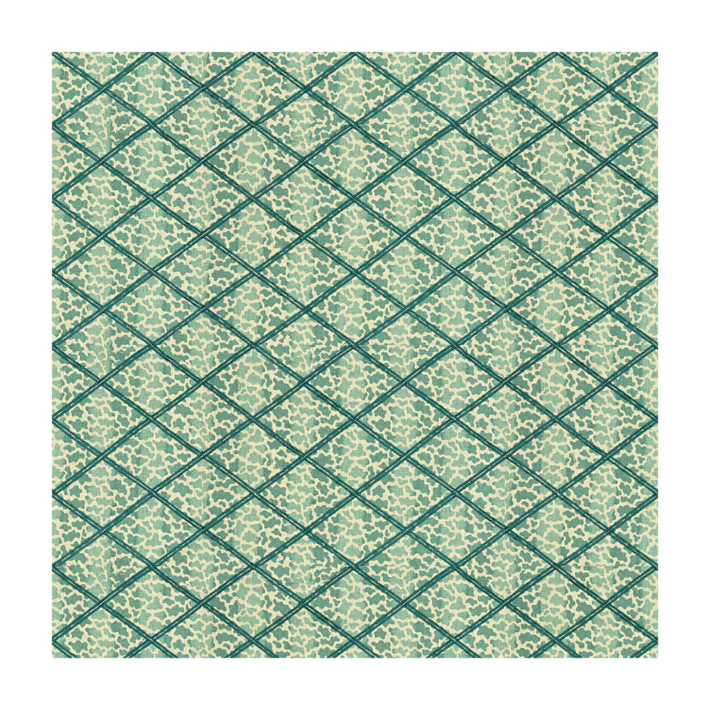 Jag Trellis Turquoise by Lee Jofa Designer Fabric PARISH-HADLEY VISCOSE - 100% India Horizontal: 6.3 and Vertical: 4 52 - Swanky Fabrics -