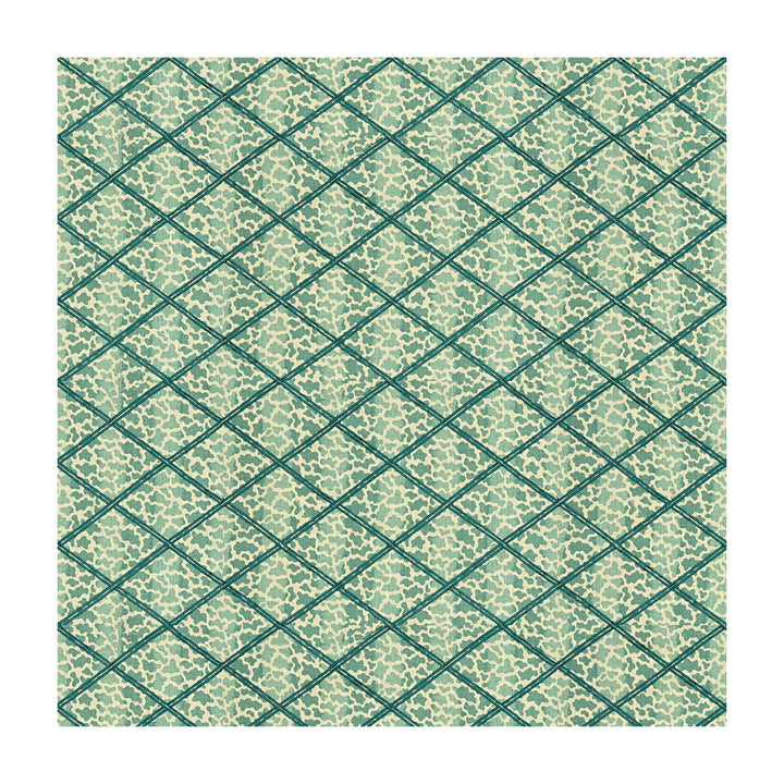 Jag Trellis Turquoise by Lee Jofa Designer Fabric PARISH-HADLEY VISCOSE - 100% India Horizontal: 6.3 and Vertical: 4 52 - Swanky Fabrics -