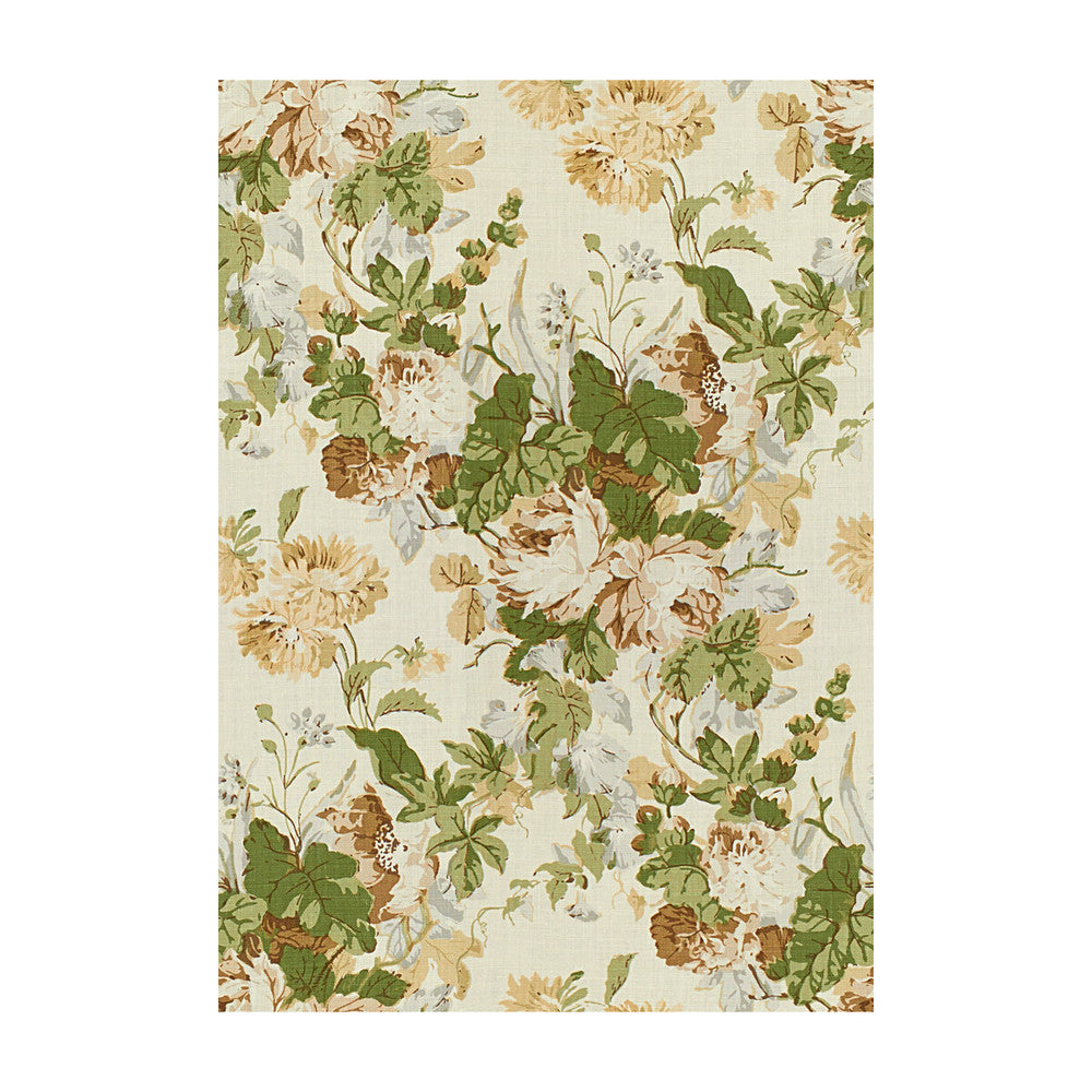 Maisie Linen Tan/Leaf by Lee Jofa Designer Fabric PARISH-HADLEY LINEN - 100% Thailand Horizontal: 25.75 and Vertical: 36 51.5 - Swanky Fabrics -