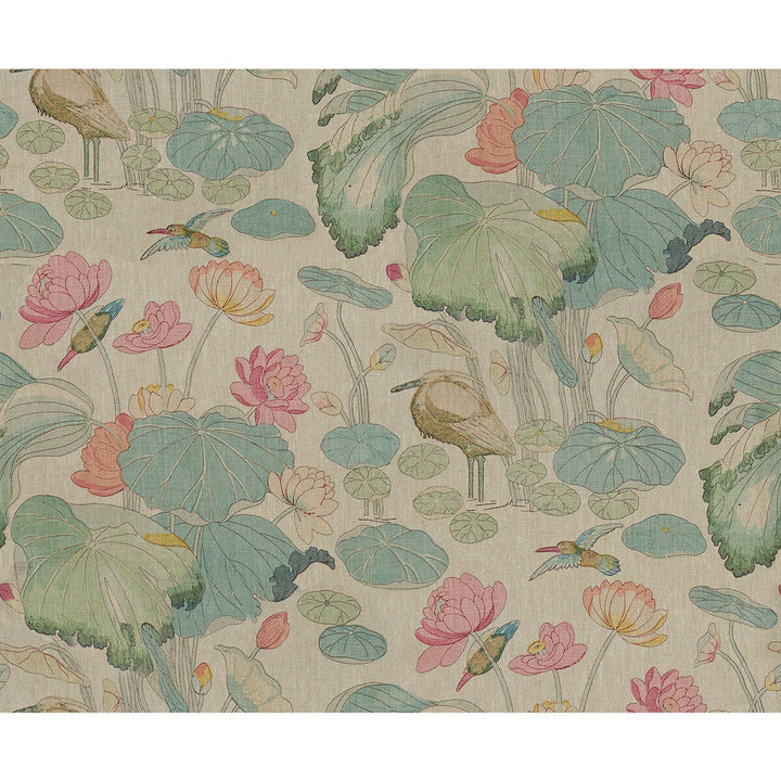 Nympheus Twill Pink/Teal by Lee Jofa Designer Fabric LINEN - 100% Thailand Horizontal: 50 and Vertical: 42 50 - Swanky Fabrics -