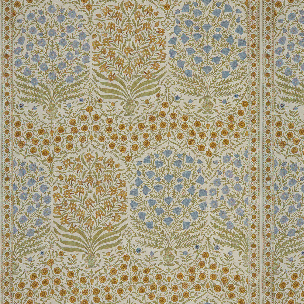 Sameera Sapphire/Gold by Lee Jofa Designer Fabric OSCAR DE LA RENTA III COTTON - 100% United Kingdom Horizontal: 54.5 and Vertical: 62 54 - Swanky Fabrics -