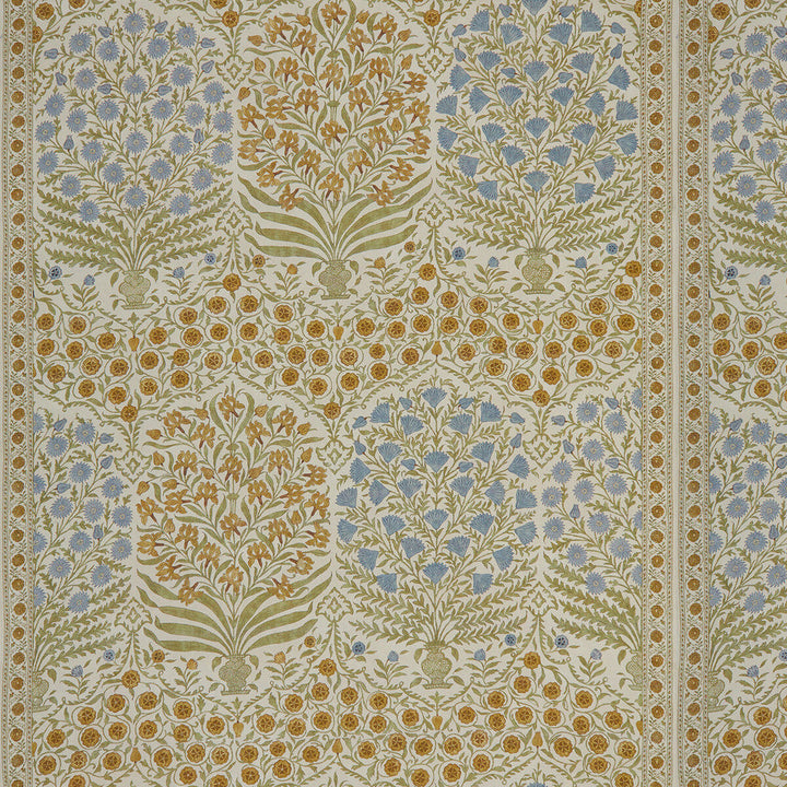 Sameera Sapphire/Gold by Lee Jofa Designer Fabric OSCAR DE LA RENTA III COTTON - 100% United Kingdom Horizontal: 54.5 and Vertical: 62 54 - Swanky Fabrics -