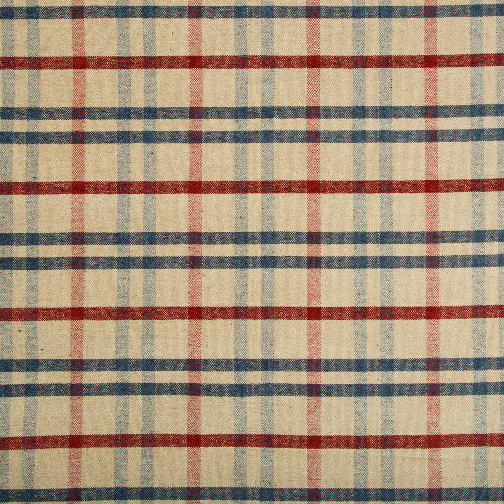Fannin Plaid Ruby/Navy by Lee Jofa Designer Fabric LODGE II WEAVES AND EMBROIDERIES VISCOSE - 33%;WOOL - 28%;ACRYLIC - 21%;COTTON - 14%;POLYESTER - 4% Italy MEDIUM Horizontal: 6.57 and Vertical: 7.28 55.12 - Swanky Fabrics -