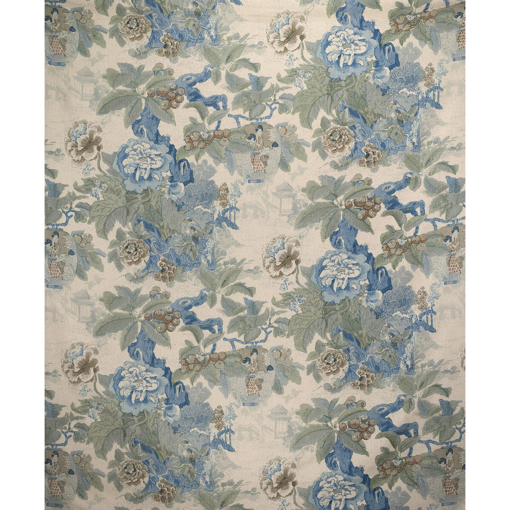 Chinese Lantern Ii Sky/Jade by Lee Jofa Designer Fabric - LINEN - 51%;VISCOSE - 49% Thailand MEDIUM Horizontal: 50 and Vertical: 28 50 - Swanky Fabrics -