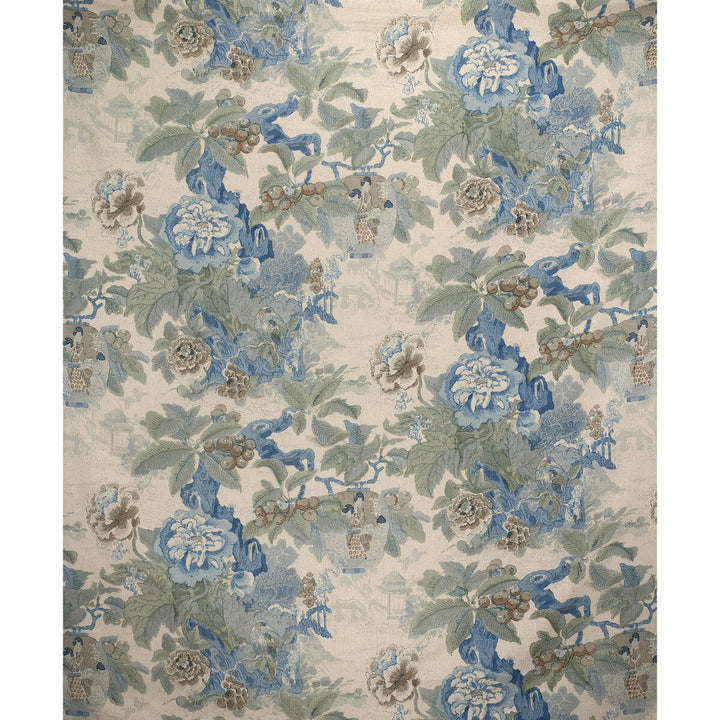 Chinese Lantern Ii Sky/Jade by Lee Jofa Designer Fabric - LINEN - 51%;VISCOSE - 49% Thailand MEDIUM Horizontal: 50 and Vertical: 28 50 - Swanky Fabrics -