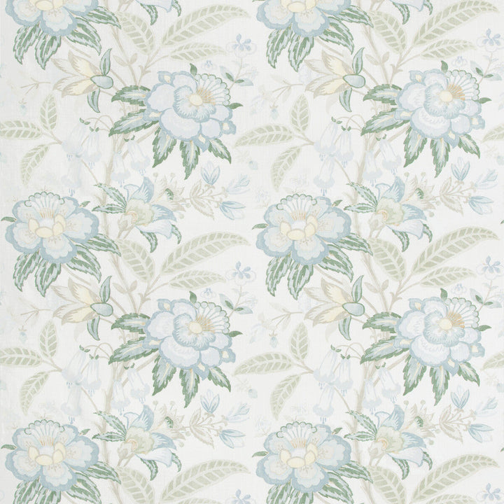Davenport Print Sea Mist by Lee Jofa Designer Fabric WESTPORT LINEN - 100% Thailand MEDIUM Horizontal: 26.25 and Vertical: 24 52.5 - Swanky Fabrics -