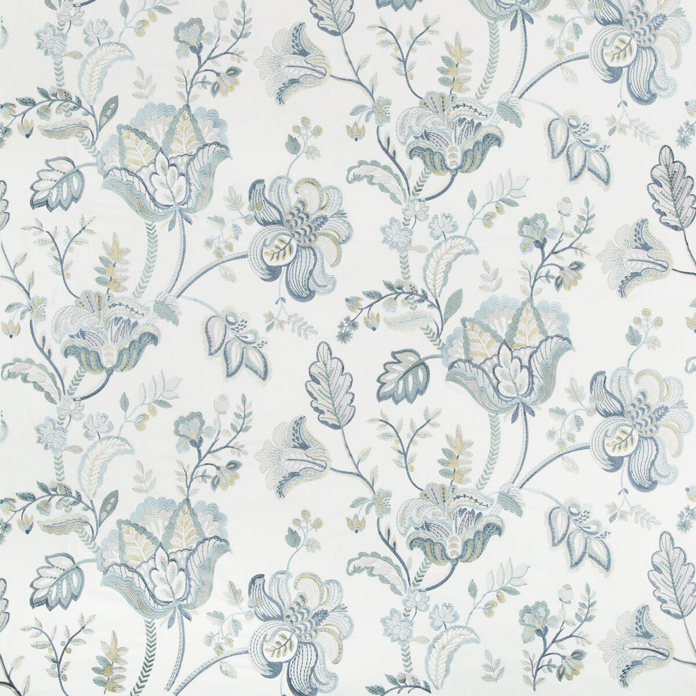 Bradford Emb Juniper/Lagoon by Lee Jofa Designer Fabric WESTPORT COTTON - 75%;VISCOSE - 15%;RAYON - 10% India Horizontal: 49 and Vertical: 31.5 49 - Swanky Fabrics -