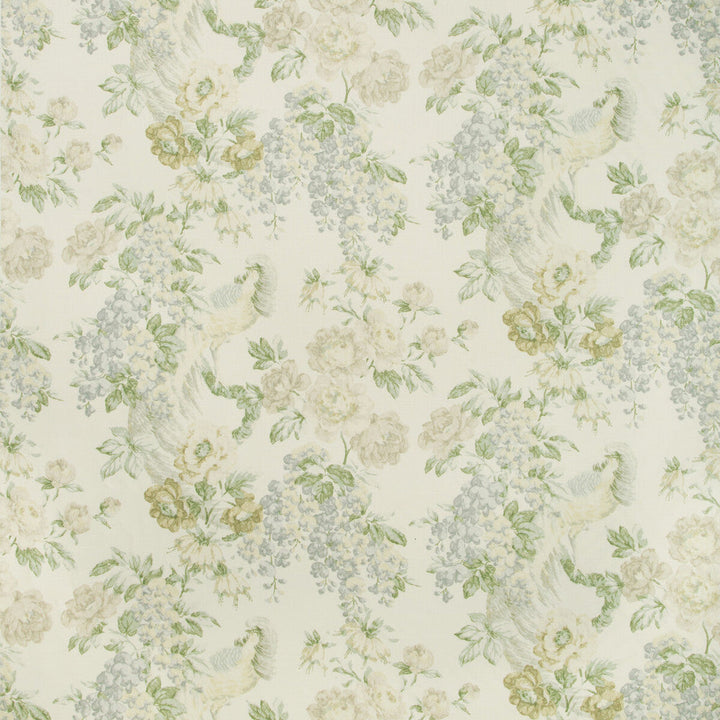 Montecito Floral Sky/Green by Lee Jofa Designer Fabric SUZANNE RHEINSTEIN III LINEN - 53%;COTTON - 35%;NYLON - 12% United Kingdom HEAVY Horizontal: 27 and Vertical: 29 54 - Swanky Fabrics -