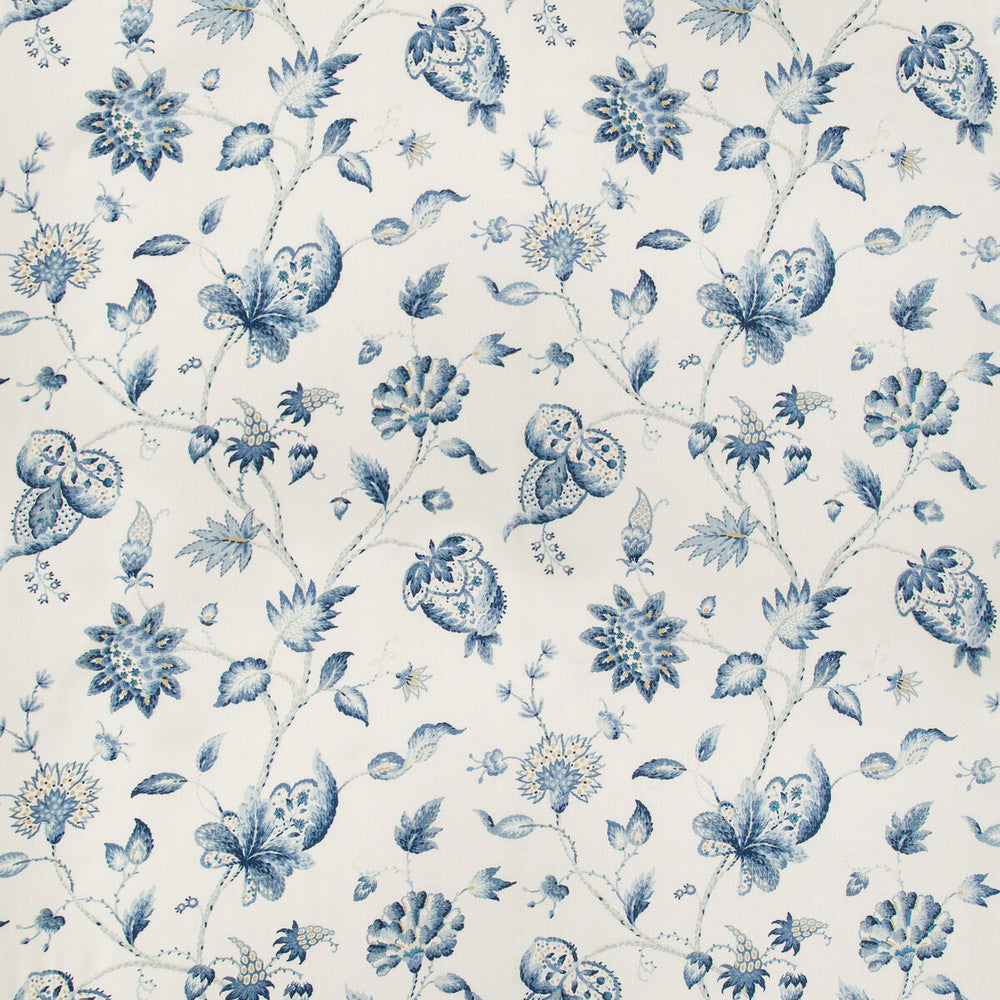 Hollin Print Indigo by Lee Jofa Designer Fabric MANOR HOUSE COTTON - 100% Thailand MEDIUM Horizontal: 26.25 and Vertical: 28.82 52.5 - Swanky Fabrics -