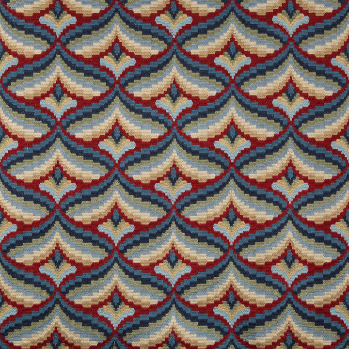 Giles Embroidery Red/Blue by Lee Jofa Designer Fabric MANOR HOUSE SPUN VISCOSE - 51%;COTTON - 39%;SPUN POLYESTER - 10% India - Horizontal: 8.5 and Vertical: 6.22 51 - Swanky Fabrics -