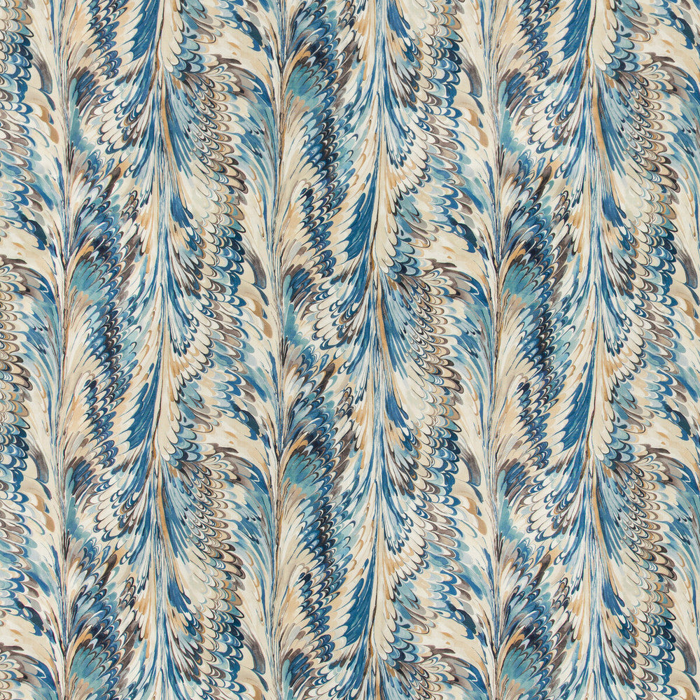 Taplow Print Navy/Slate by Lee Jofa Designer Fabric MANOR HOUSE LINEN - 100% Austria MEDIUM Horizontal: 36.5 and Vertical: 31.5 56.8 - Swanky Fabrics -