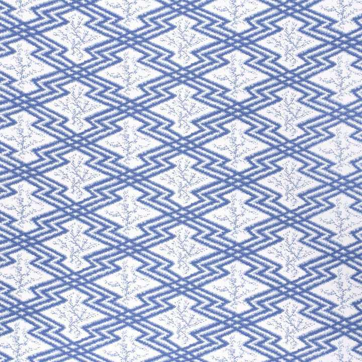 Via Krupp Blue/White by Lee Jofa Designer Fabric PAOLO MOSCHINO FABRICS LINEN - 67%;COTTON - 33% United Kingdom HEAVY Horizontal: 9.06 and Vertical: 6.3 53.94 - Swanky Fabrics -