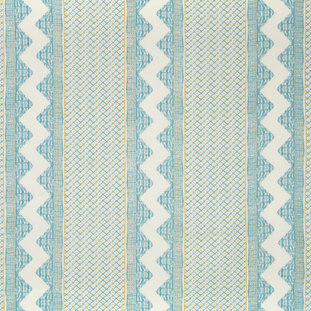 Whitaker Print Ocean/Gold by Lee Jofa Designer Fabric AVONDALE LINEN - 100% India Horizontal: 26.5 and Vertical: 3.35 53 - Swanky Fabrics -
