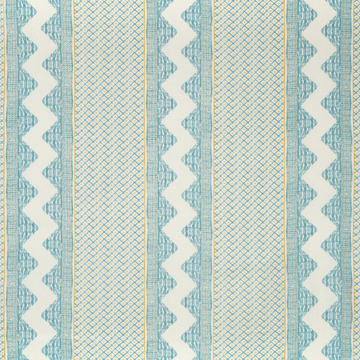 Whitaker Print Ocean/Gold by Lee Jofa Designer Fabric AVONDALE LINEN - 100% India Horizontal: 26.5 and Vertical: 3.35 53 - Swanky Fabrics -