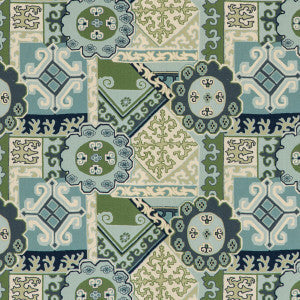 Lee Jofa Fabric Batangas Print Aqua/Leaf