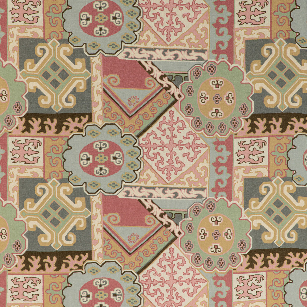 Batangas Print Pink/Multi by Lee Jofa Designer Fabric MINDORO LINEN - 100% Italy HEAVY Horizontal: 27 and Vertical: 17.32 54 - Swanky Fabrics -