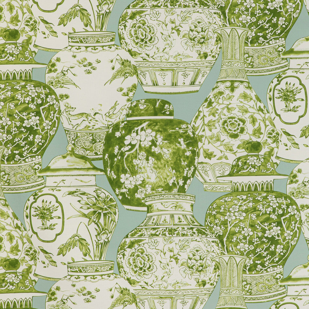 Pandan Print Mist/Jade by Lee Jofa Designer Fabric MINDORO COTTON - 100% Italy MEDIUM Horizontal: 53.54 and Vertical: 25.2 53.94 - Swanky Fabrics -