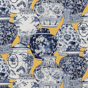 Lee Jofa Fabric Pandan Print Maize/Blue
