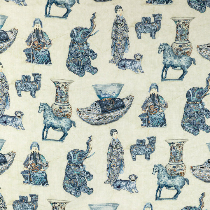 Tambelan Print Porcelain by Lee Jofa Designer Fabric MINDORO LINEN - 100% Austria MEDIUM Horizontal: 29.13 and Vertical: 31.5 58.27 - Swanky Fabrics -