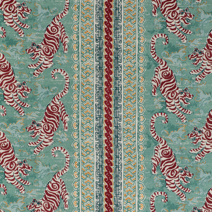 Bongol Print Aqua by Lee Jofa Designer Fabric MINDORO LINEN - 44%;COTTON - 35%;RAYON - 21% India Horizontal: 26.5 and Vertical: 27.56 52.95 - Swanky Fabrics -