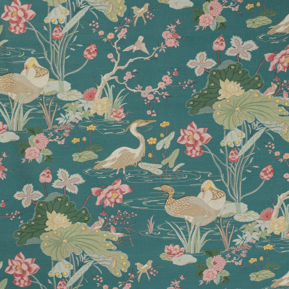 Luzon Print Lagoon by Lee Jofa Designer Fabric MINDORO VISCOSE - 82%;LINEN - 18% United Kingdom MEDIUM Horizontal: 27 and Vertical: 41 54 - Swanky Fabrics -
