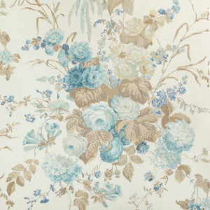 Lee Jofa Fabric Floral Bouquet Aqua/Dune 2023120.635.0