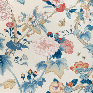 Lee Jofa Fabric Gardenia Print Blue/Red 2023143.195.0