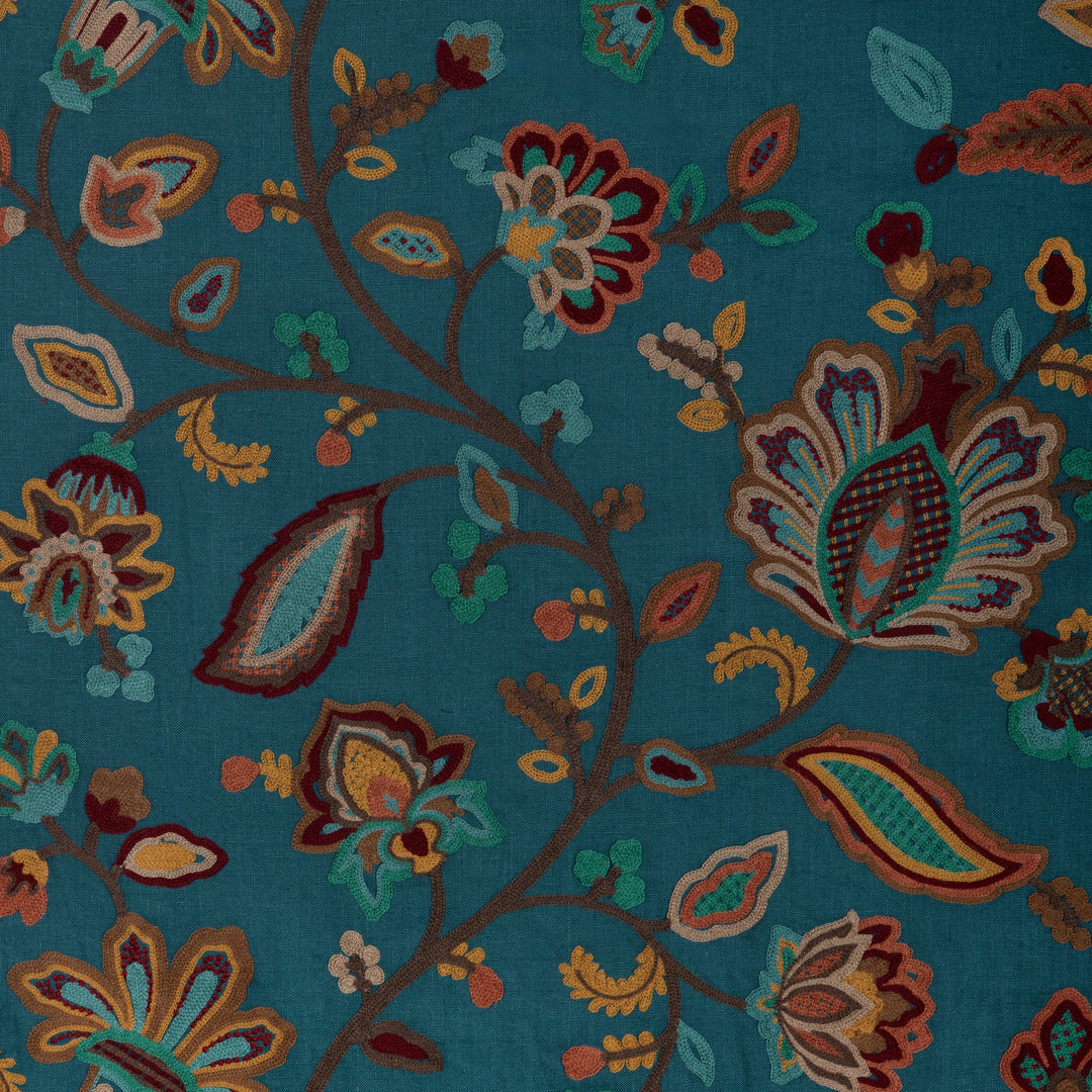 Lee Jofa Fabric Westfield Emb - Teal/Ochre