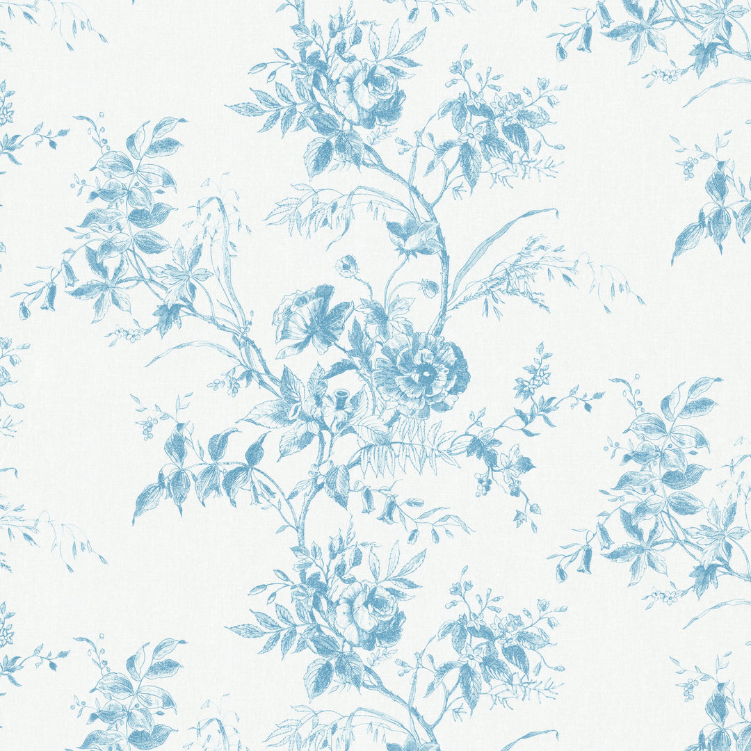 Lee Jofa Fabric Tea Rose Toile - Blue