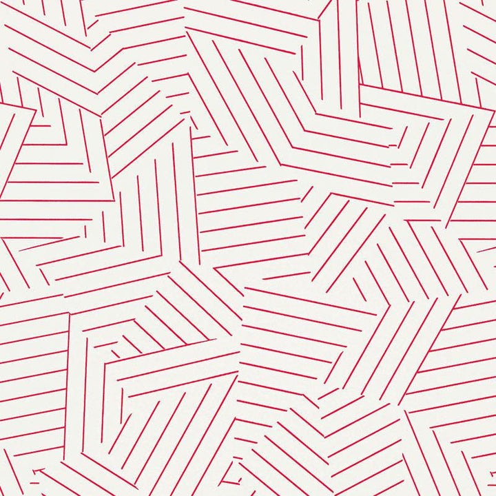 Deconstructed Stripe Red 5007971 by Schumacher Designer Wallpaper Miles Redd 13.5" - Swanky Fabrics -