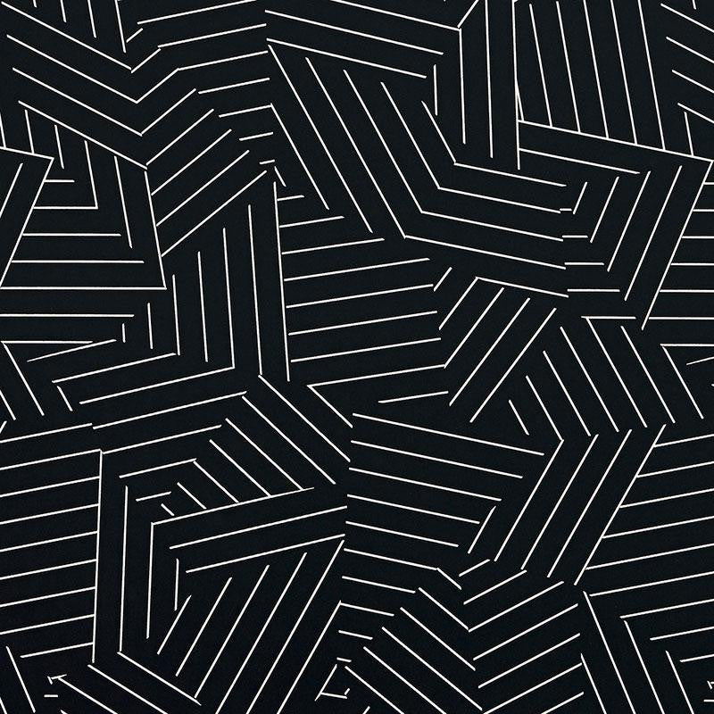 Deconstructed Stripe Ivory On Black 5007974 by Schumacher Designer Wallpaper New Wave: Black & White 13.5" - Swanky Fabrics -