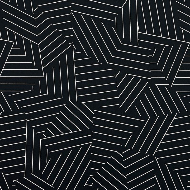 Deconstructed Stripe Ivory On Black 5007974 by Schumacher Designer Wallpaper New Wave: Black & White 13.5" - Swanky Fabrics -