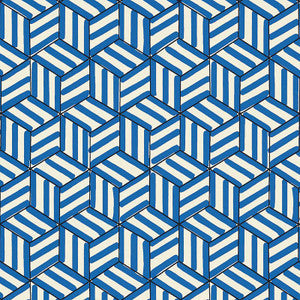 Schumacher Wallpaper Tumbling Blocks Cobalt 5007962