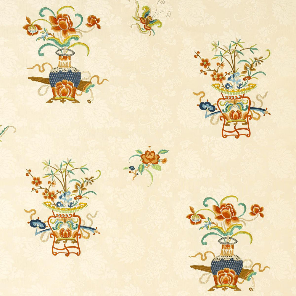 Ming Embroidery Multi-Color 64420 by Schumacher Designer Fabric Perennial Favorites 48.0" - Swanky Fabrics -