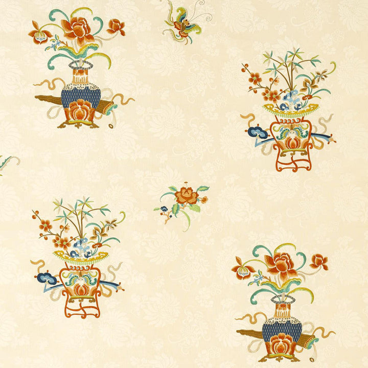 Ming Embroidery Multi-Color 64420 by Schumacher Designer Fabric Perennial Favorites 48.0" - Swanky Fabrics -