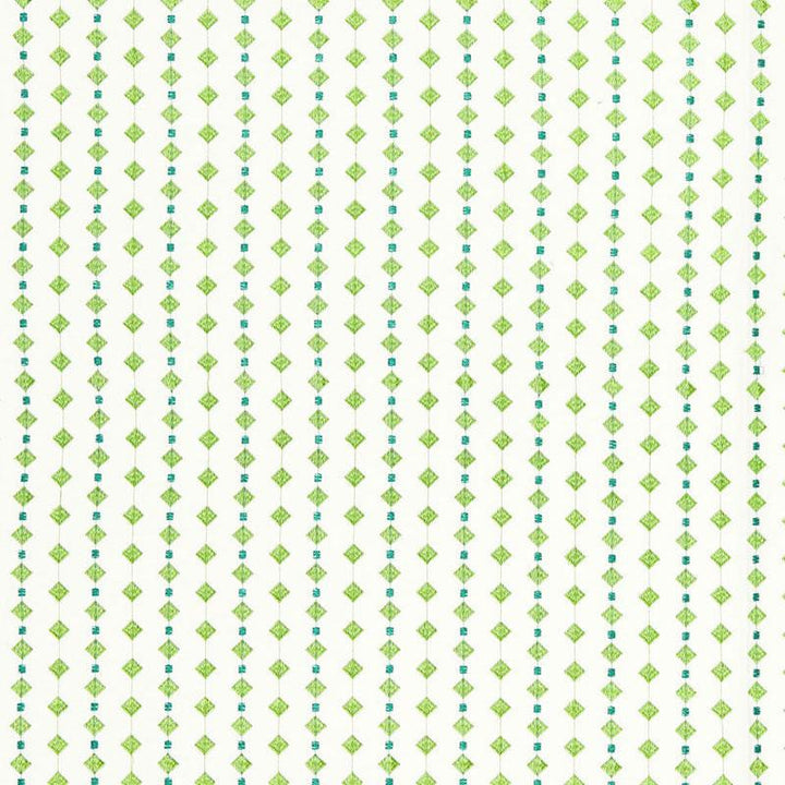 Macaroni Turquoise / Leaf 66262 by Schumacher Designer Fabric Flight Of Fancy 2.5" - Swanky Fabrics -