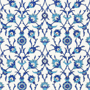 Schumacher Wallpaper Sultan'S Trellis Peacock 5006700