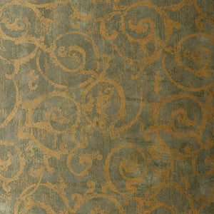 Schumacher Wallpaper Bernini Scroll Mist 528172