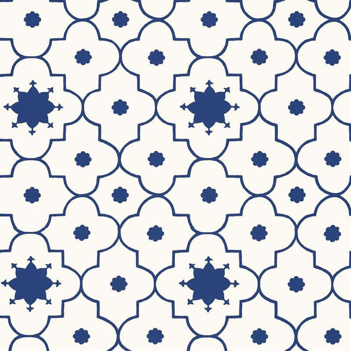 Taj Trellis Jaipur Blue 5006620 by Schumacher Designer Wallpaper Martyn Lawrence Bullard 13.5" - Swanky Fabrics -