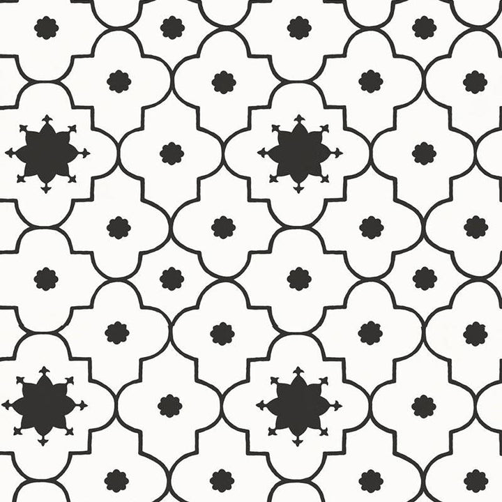 Taj Trellis Noir 5006623 by Schumacher Designer Wallpaper Martyn Lawrence Bullard 13.5" - Swanky Fabrics -