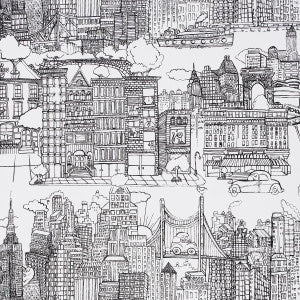 Schumacher Wallpaper New York New York Black On White 2705530