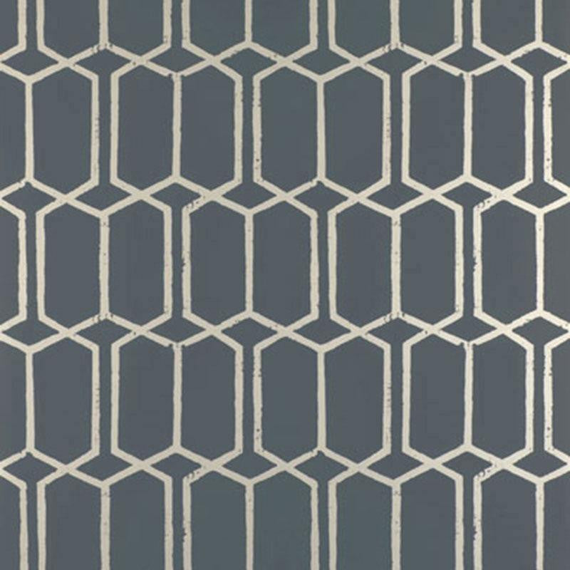 Modern Trellis Charcoal Metallic 5003281 by Schumacher Designer Wallpaper The Smart Set 6.75" - Swanky Fabrics -