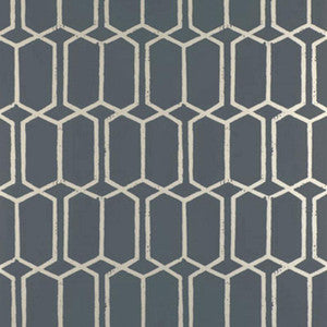 Schumacher Wallpaper Modern Trellis Charcoal Metallic 5003281