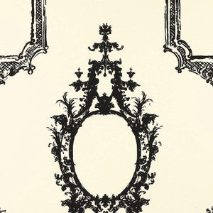 Schumacher Wallpaper Go Baroque Noir & Blanc 5003290