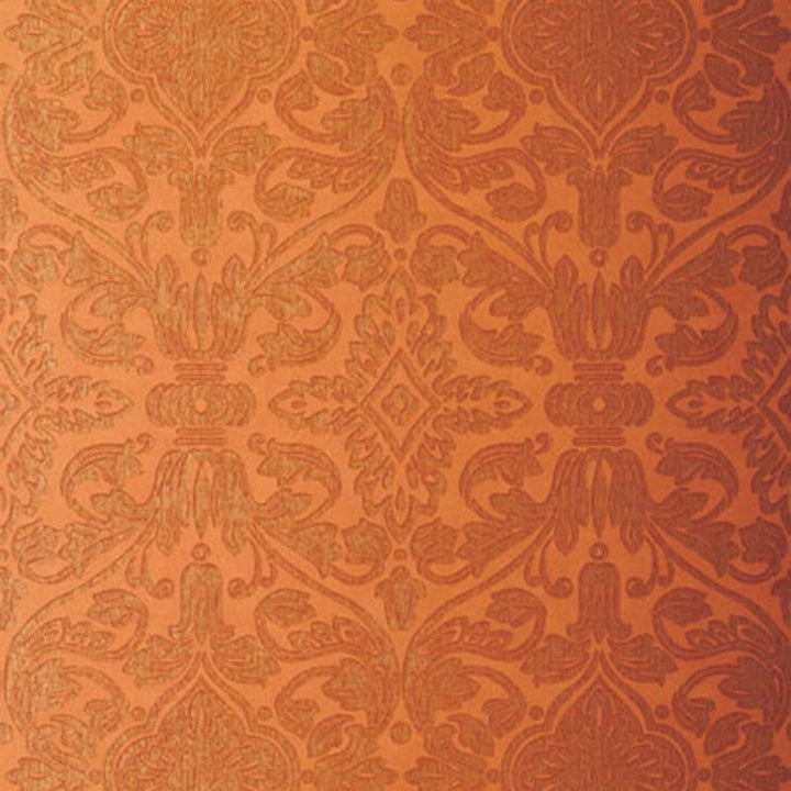 Varenna Damask Terracotta 5003603 by Schumacher Designer Wallpaper Palazzo 13.5" - Swanky Fabrics -