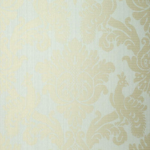 Schumacher Wallpaper Valette Strie Damask Robin'S Egg 5003662