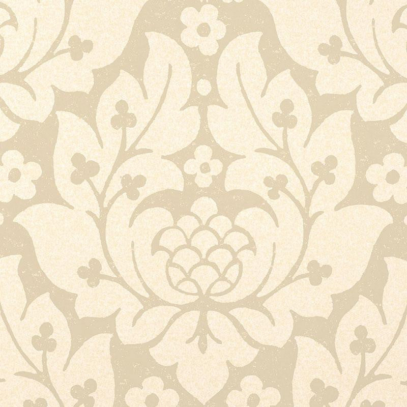 Fiore Damask Linen 5003670 by Schumacher Designer Wallpaper Palazzo 13.5" - Swanky Fabrics -